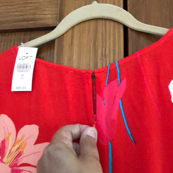 LOFT summer dress red tropical 16w 16/18 - Picture 5 of 5